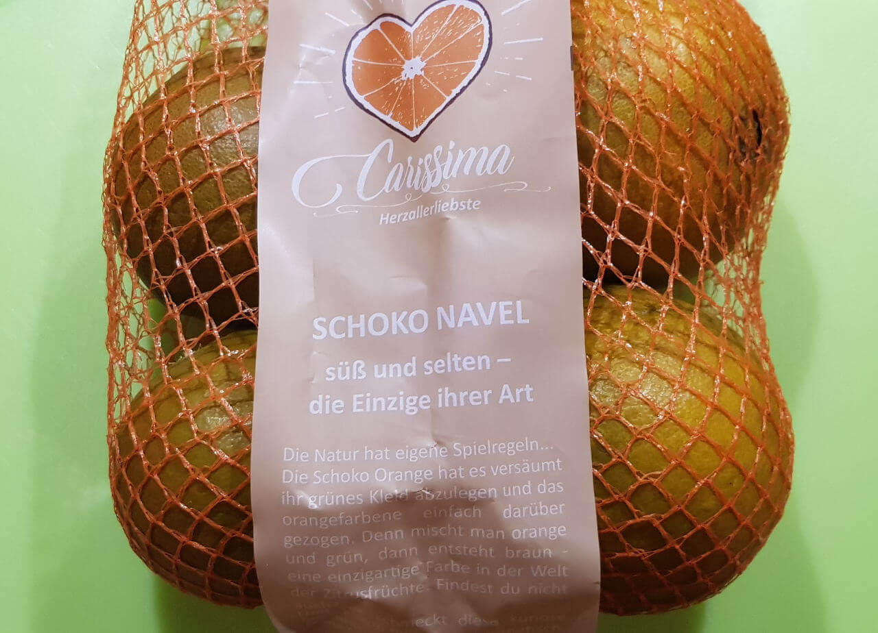 Schoko-Navel Orange aus dem Supermarkt